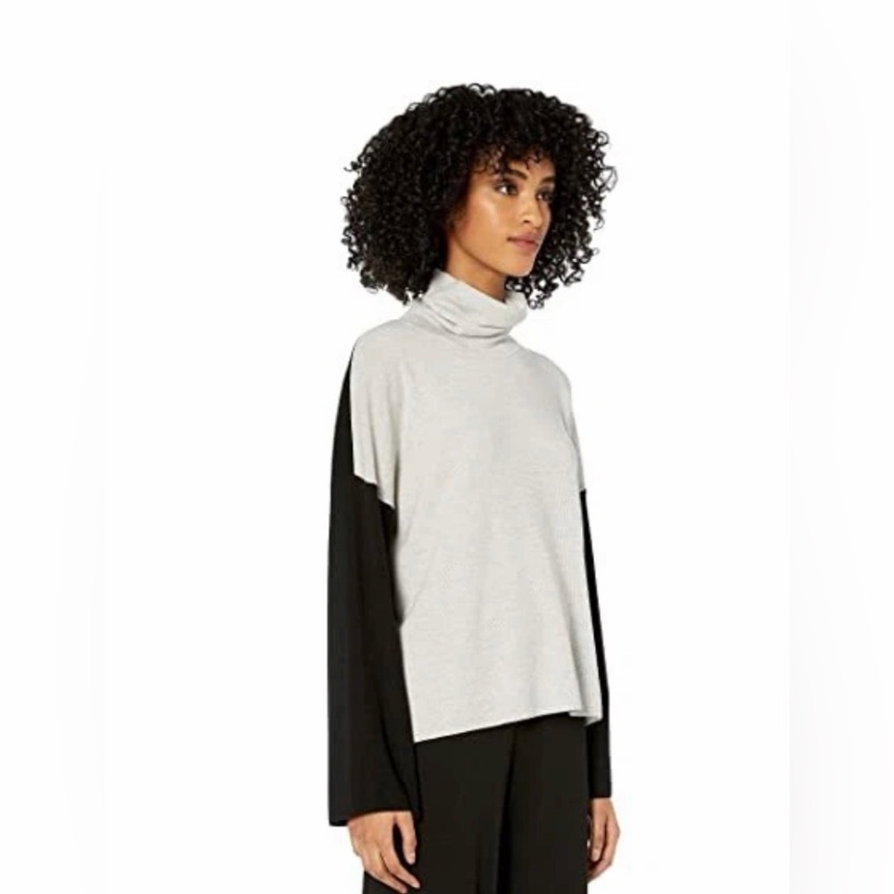EILEEN FISHER MERINO WOOL TURTLENECK BOX CARDIGAN SWEATER XXS - Picture 1 of 10